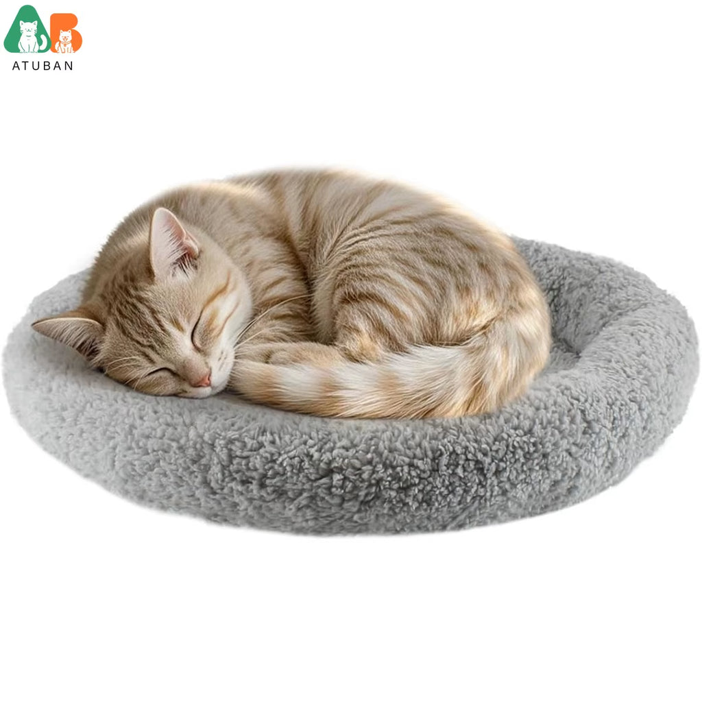 Cat Bed for Indoor Cats, round Cat Bed for Curl Sleep Basic Pet Mat Wahable Bed for Small Puppy Cats Rabbit, Medium