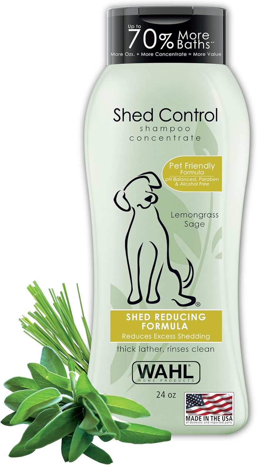 USA Shed Control Pet Shampoo for Dog Shedding & Dander – Lemongrass & Sage Scent - Contains Oatmeal, & Aloe for Healthy Coats & Moisturized Skin – 24 Oz - Model 820005A