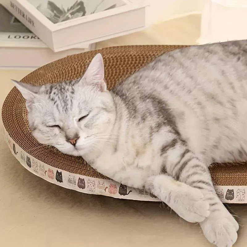 Summer Cat Scratching Board, Oval Kitten Scratcher Pad for Sleeping & Playing, Pet Grinding Claw Toy for Daily Use, Cat Scratching Board Nest