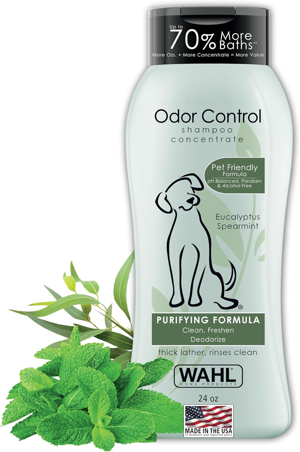 USA Odor Control Shampoo for Dogs & Pets - Eucalyptus & Spearmint Animal Deodorizer for Cleaning & Freshening – 24 Oz - Model 820003A