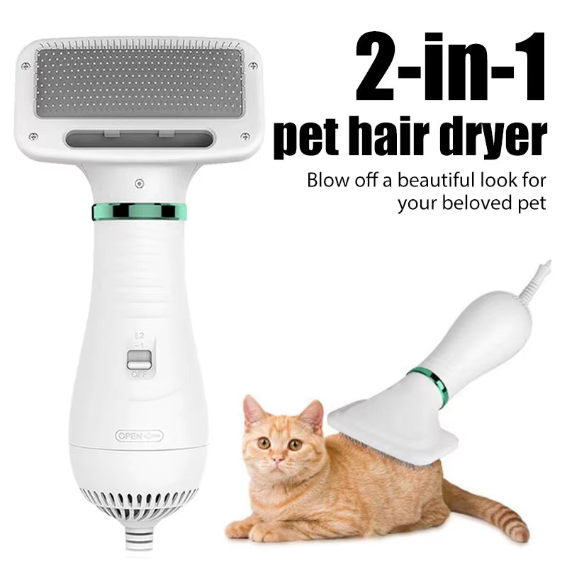 2 in 1 Pet Hair Dryer Brush Grooming for Cat and Dog Brush Professional Home Grooming Furry Drying Portable Dog Blower Comb