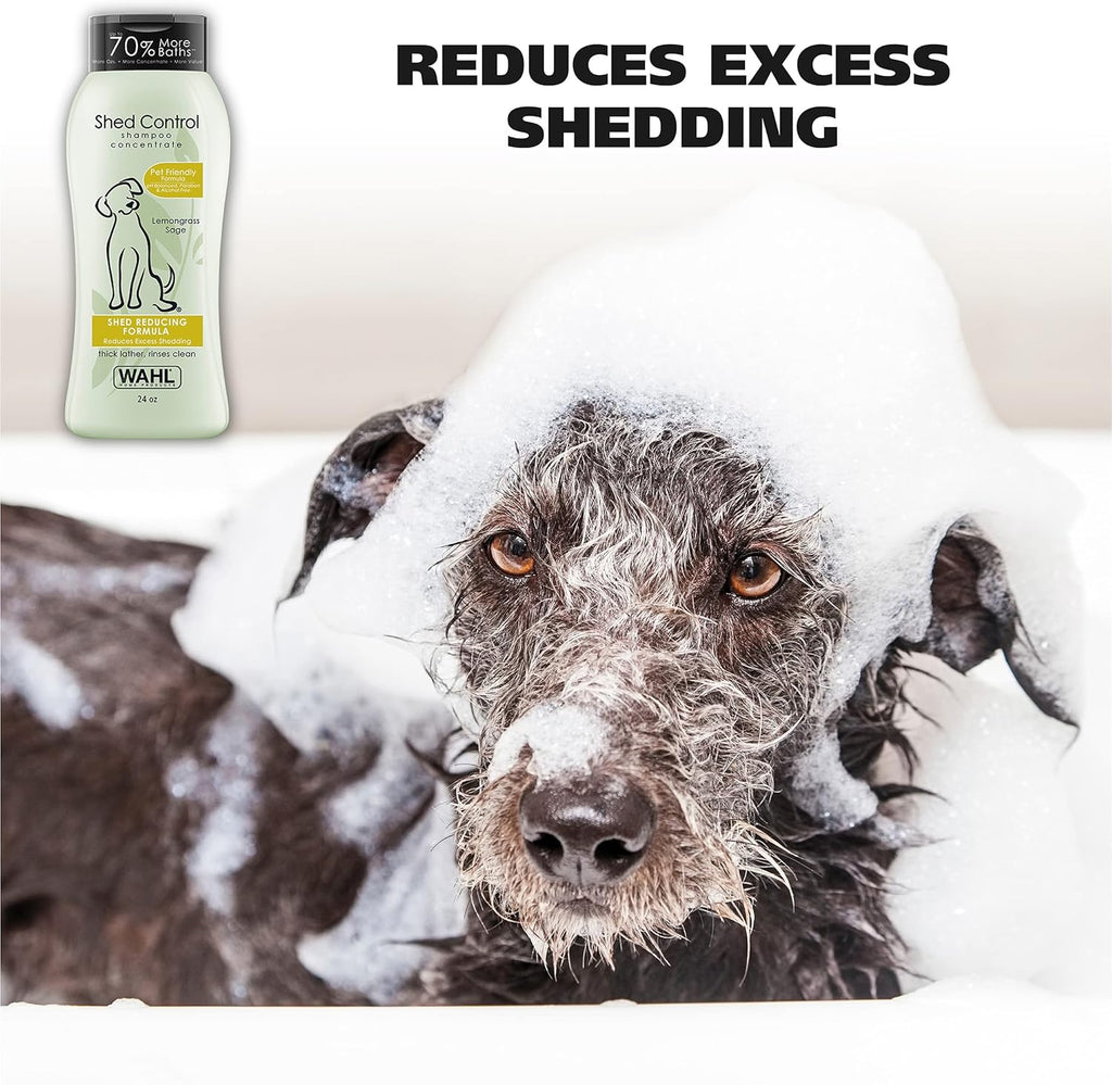 USA Shed Control Pet Shampoo for Dog Shedding & Dander – Lemongrass & Sage Scent - Contains Oatmeal, & Aloe for Healthy Coats & Moisturized Skin – 24 Oz - Model 820005A