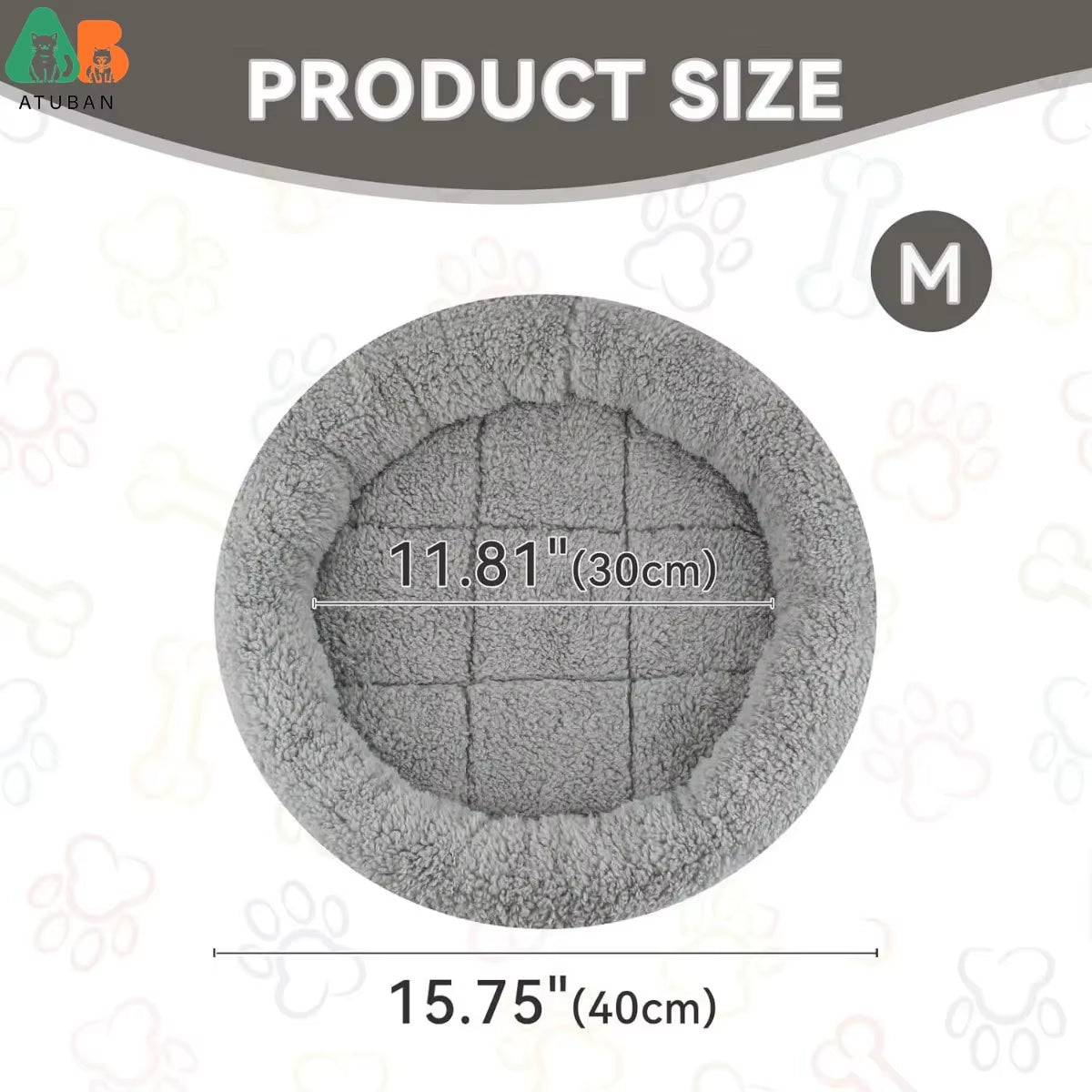 Cat Bed for Indoor Cats, round Cat Bed for Curl Sleep Basic Pet Mat Wahable Bed for Small Puppy Cats Rabbit, Medium