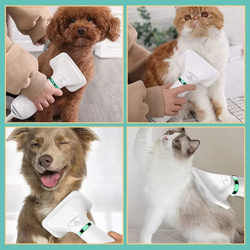 2 in 1 Pet Hair Dryer Brush Grooming for Cat and Dog Brush Professional Home Grooming Furry Drying Portable Dog Blower Comb