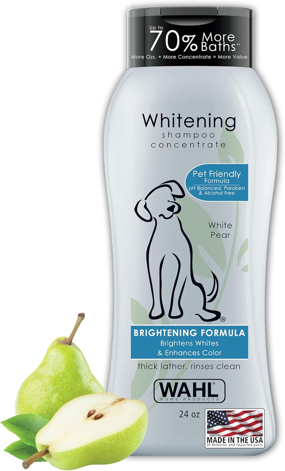 USA Whitening Shampoo White Pear Scent for Pets – Whitening & Animal Odor Control with Silky Smooth Results for Grooming Dirty Dogs – 24 Oz - Model 820001A