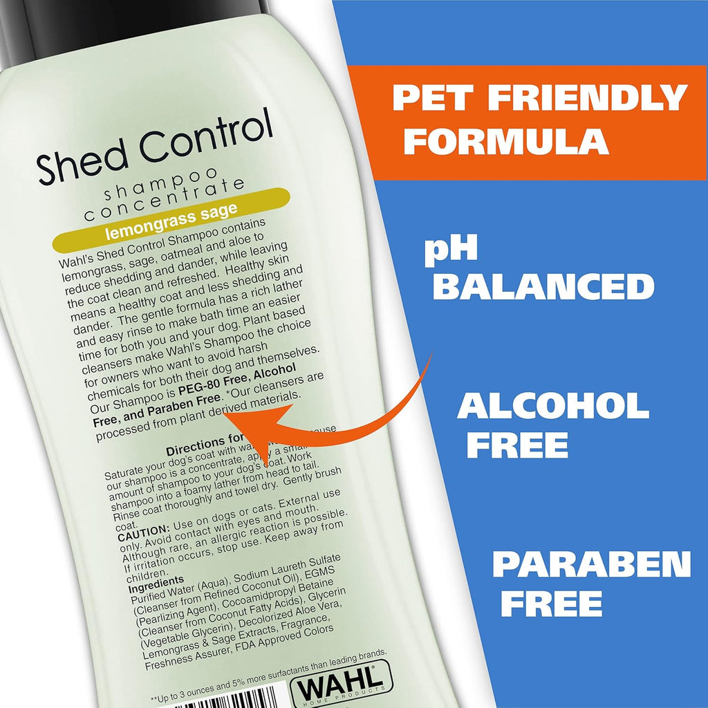 USA Shed Control Pet Shampoo for Dog Shedding & Dander – Lemongrass & Sage Scent - Contains Oatmeal, & Aloe for Healthy Coats & Moisturized Skin – 24 Oz - Model 820005A