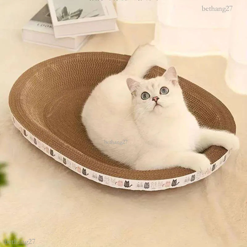 Summer Cat Scratching Board, Oval Kitten Scratcher Pad for Sleeping & Playing, Pet Grinding Claw Toy for Daily Use, Cat Scratching Board Nest