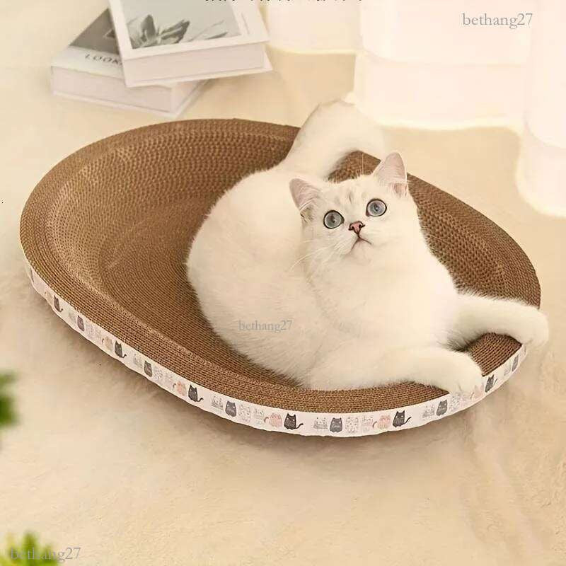 Summer Cat Scratching Board, Oval Kitten Scratcher Pad for Sleeping & Playing, Pet Grinding Claw Toy for Daily Use, Cat Scratching Board Nest