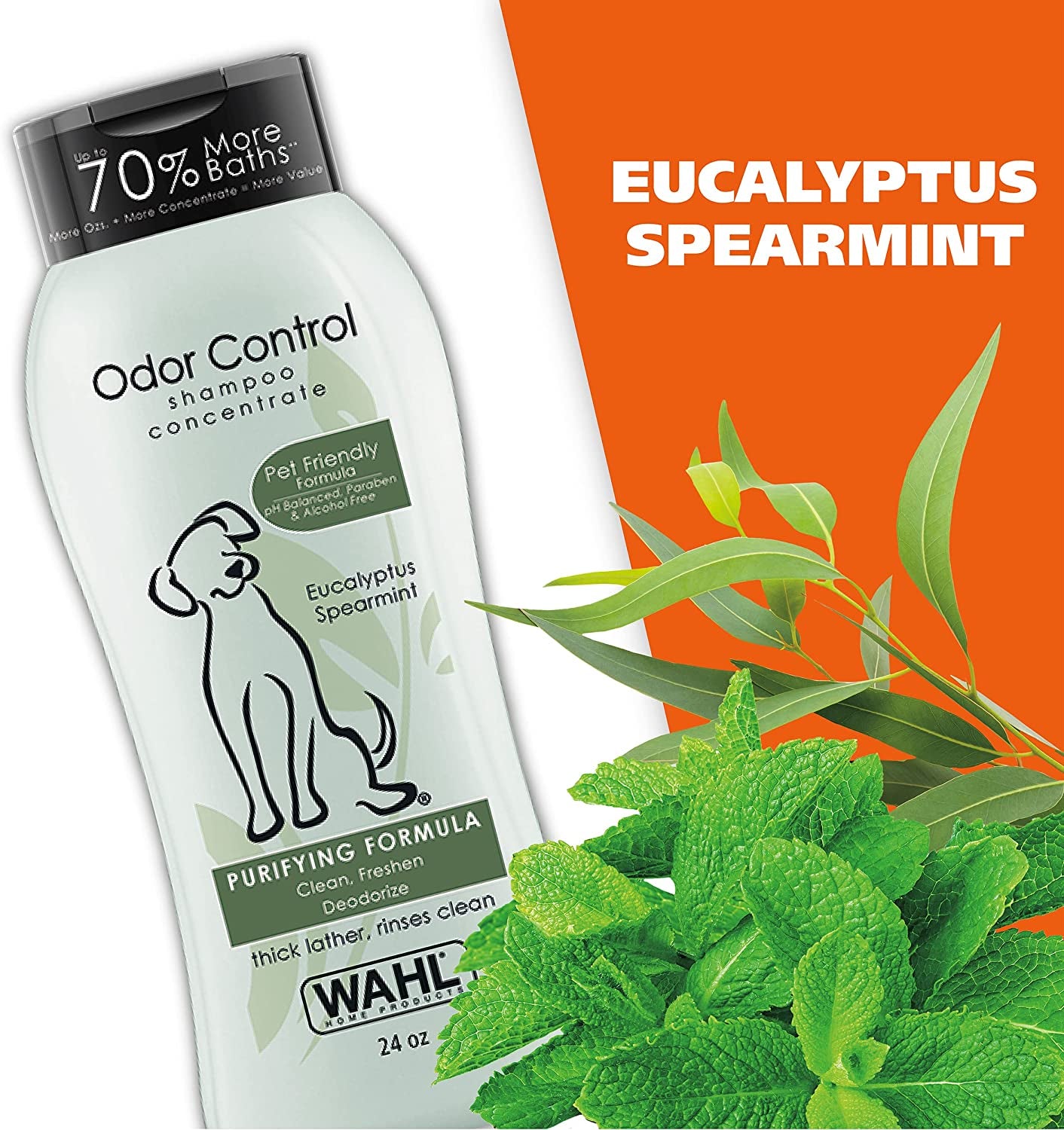 USA Odor Control Shampoo for Dogs & Pets - Eucalyptus & Spearmint Animal Deodorizer for Cleaning & Freshening – 24 Oz - Model 820003A