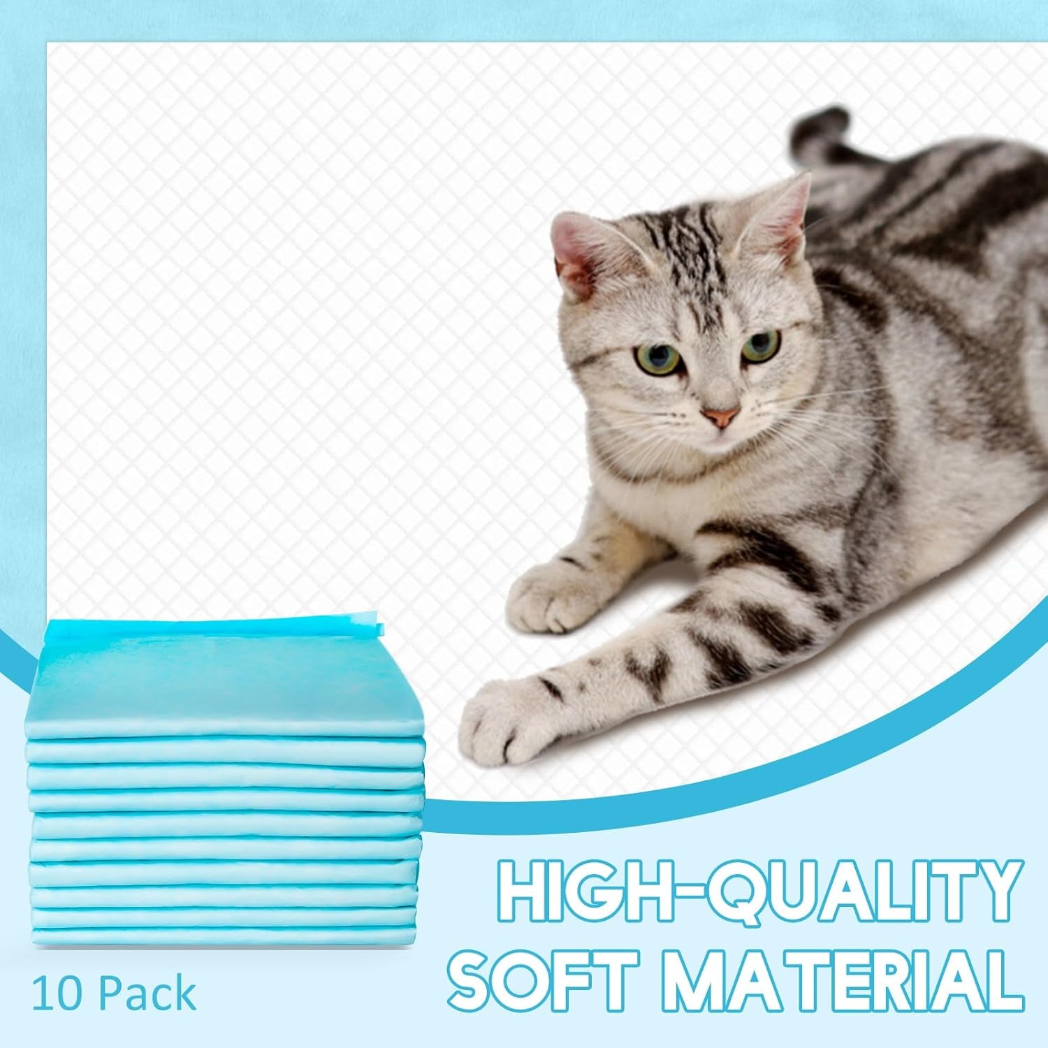 Cat Litter Pads, 23.5” L X 17.5” W Cat Pad Refills for Litter Box, 10 Count Pee Pads for Most Cat Litter Box, Odor Control Cat Pee Pad, Super Absorbent Leak-Proof, Fresh Scent