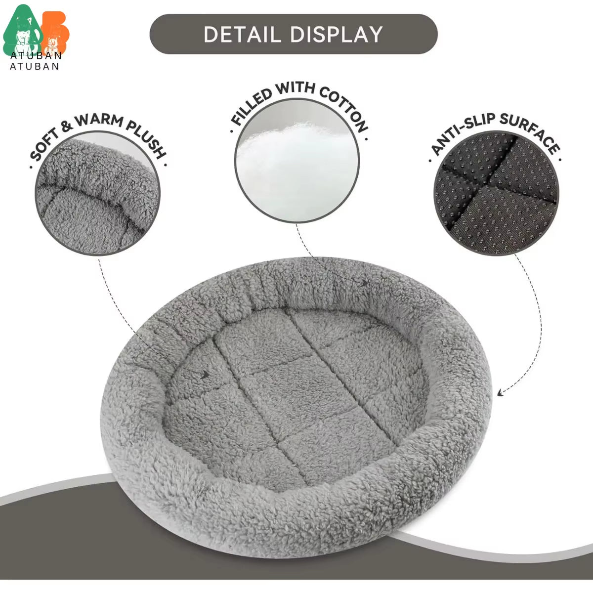 Cat Bed for Indoor Cats, round Cat Bed for Curl Sleep Basic Pet Mat Wahable Bed for Small Puppy Cats Rabbit, Medium