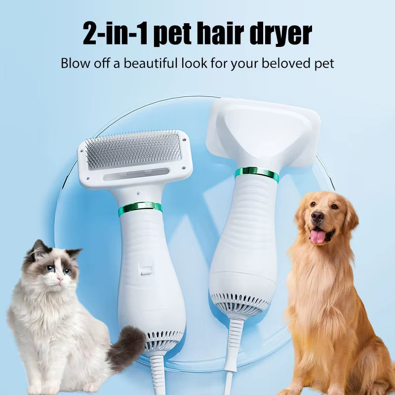 2 in 1 Pet Hair Dryer Brush Grooming for Cat and Dog Brush Professional Home Grooming Furry Drying Portable Dog Blower Comb