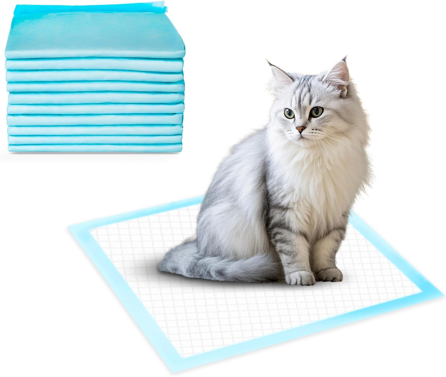 Cat Litter Pads, 23.5” L X 17.5” W Cat Pad Refills for Litter Box, 10 Count Pee Pads for Most Cat Litter Box, Odor Control Cat Pee Pad, Super Absorbent Leak-Proof, Fresh Scent